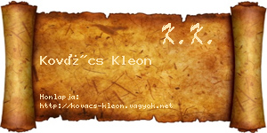 Kovács Kleon névjegykártya